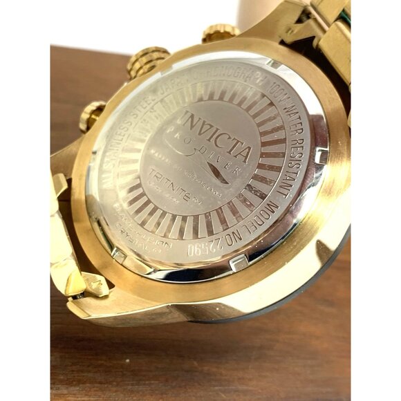 Invicta Mens Watch 22590 Pro Diver Chronograph Gold Tone Steel 48.5mm Black Dial - Picture 6 of 14